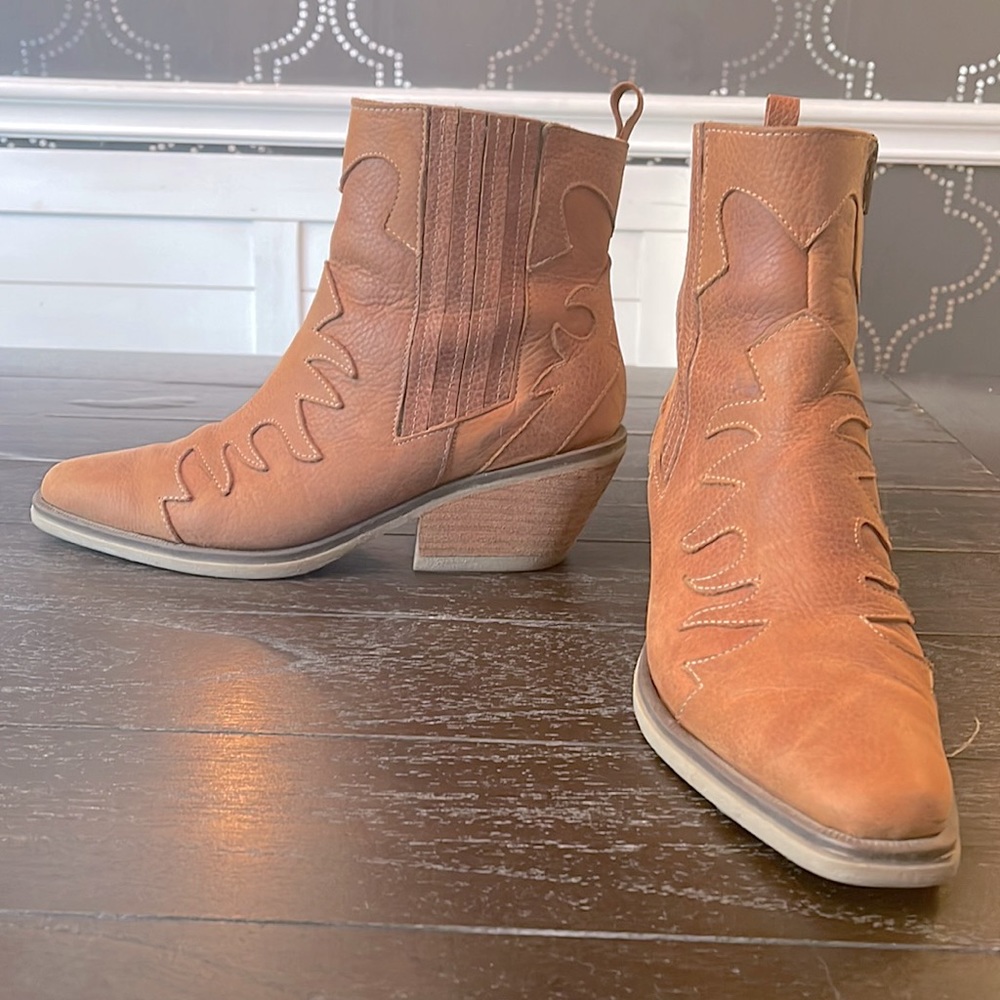 Bespoke Argentine Brown Leather Booties with Detailed Design, Zipper, Gores